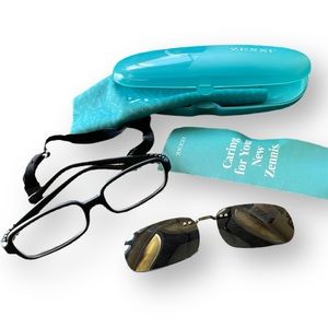 Zenni Boy’s Youth Black Plastic Eyeglass Frames  Straps w/ Sunglass Clip On